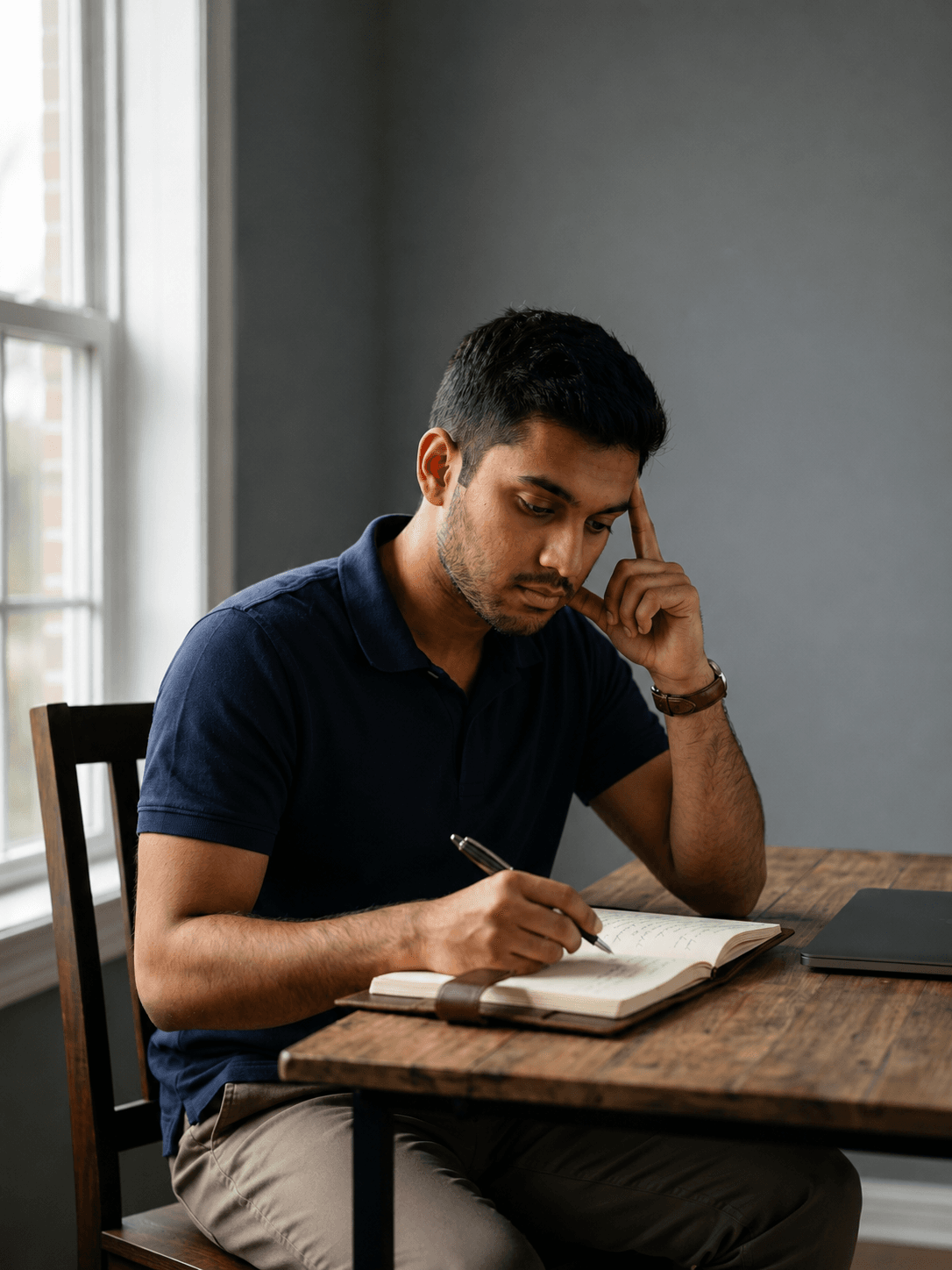 Focused Indian student